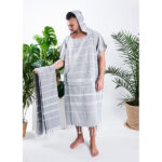 Komplet poncho hammam męskie i ręcznik hammam 100% naturalna bawełna Yeye