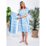 Komplet poncho hammam damskie i ręcznik hammam 100% naturalna bawełna Yeye