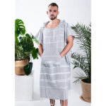 Komplet poncho hammam damski beż i męski 100% naturalna bawełna Yeye - obrazek 5
