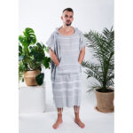 Komplet poncho hammam męskie i ręcznik hammam 100% naturalna bawełna Yeye - obrazek 3