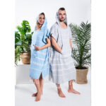 Komplet poncho hammam damskie i ręcznik hammam 100% naturalna bawełna Yeye - obrazek 5