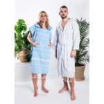 Komplet poncho hammam damskie i ręcznik hammam 100% naturalna bawełna Yeye - obrazek 6