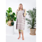 Komplet poncho hammam damski beż i męski 100% naturalna bawełna Yeye - obrazek 3