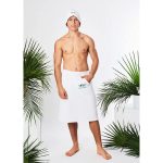 Zestaw do sauny - kilt frotte z kieszenią wiązany i czapka frotte