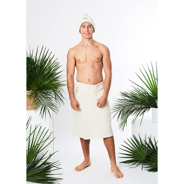 Zestaw do sauny - kilt frotte z kieszenią wiązany i czapka frotte - obrazek 3