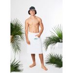 Zestaw do sauny - kilt frotte z kieszenią wiązany i bucket hat szara