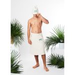 Zestaw do sauny - kilt frotte z kieszenią wiązany i czapka filcowa