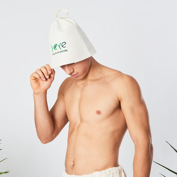 Zestaw do sauny - kilt frotte z kieszenią wiązany i czapka filcowa - obrazek 2