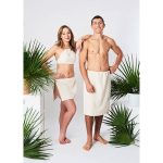 Zestaw frotte do sauny dla dwojga - strój Bembea figi i kilt wiązany - obrazek 2